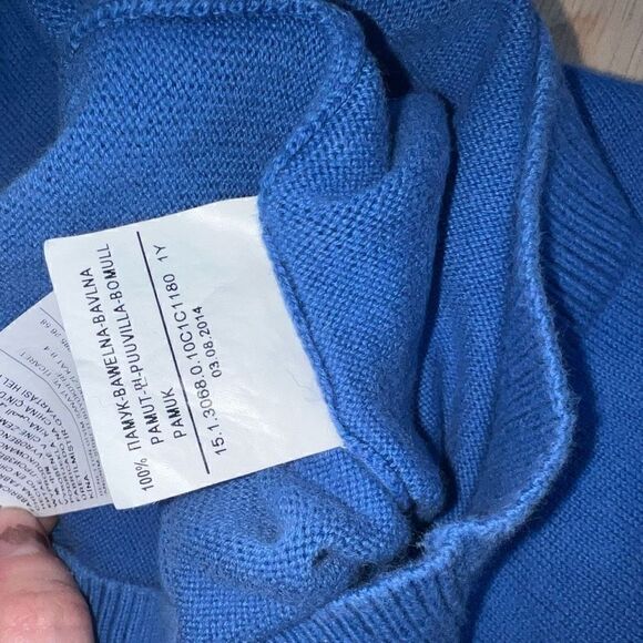 United Colors of Benetton, Blue Knit Crewneck Pullover Sweater, 12M Baby Toddler - Picture 7 of 11